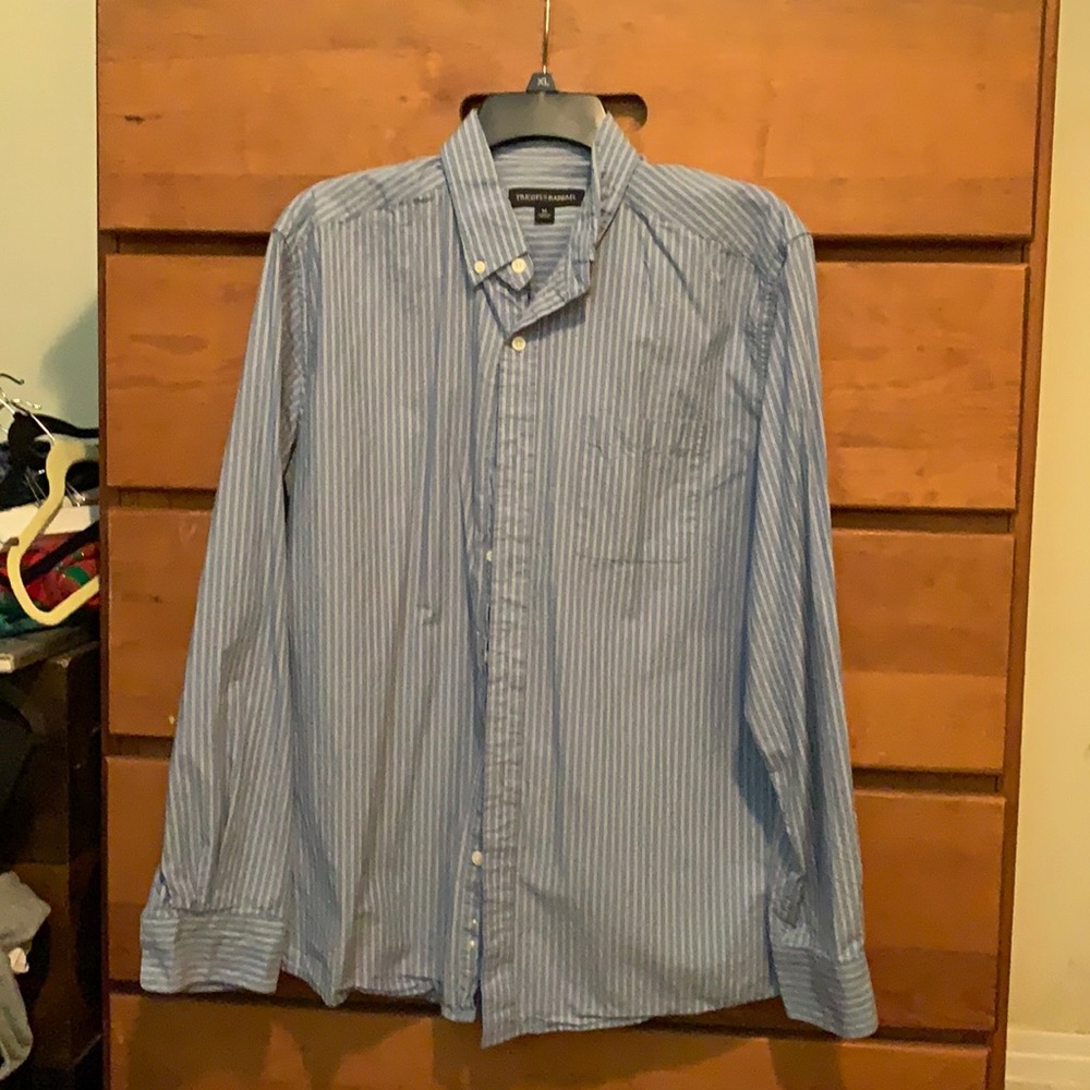Tricots St Raphael light blue and pinstripe dress shirt 100% cotton